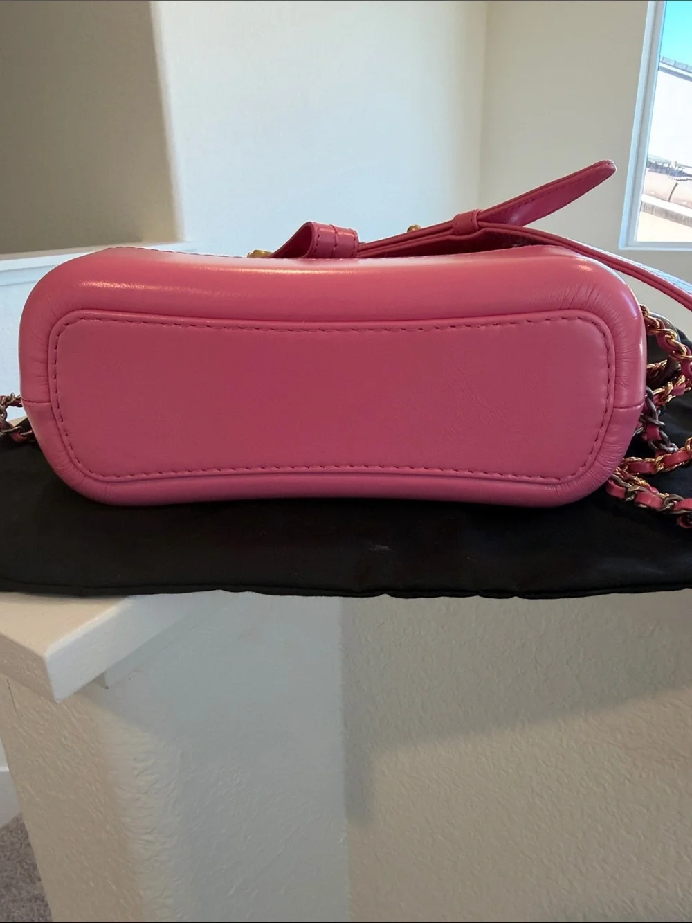 AUTHENTIC CHANEL Gabrielle Pink Tweed Crossbody Camera Bag with Chain Strap